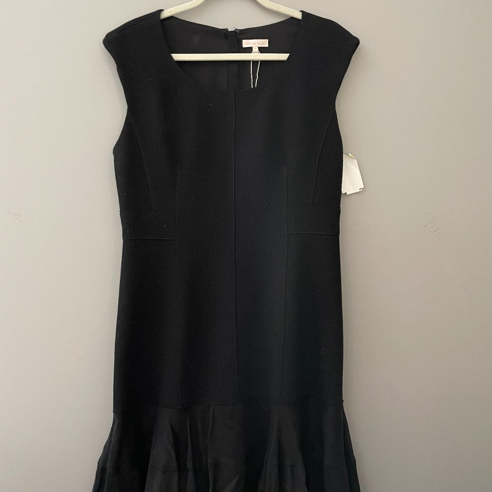 NEW - Rebecca Taylor Terri Black Silk Ruffled Hem Dress - Size 12